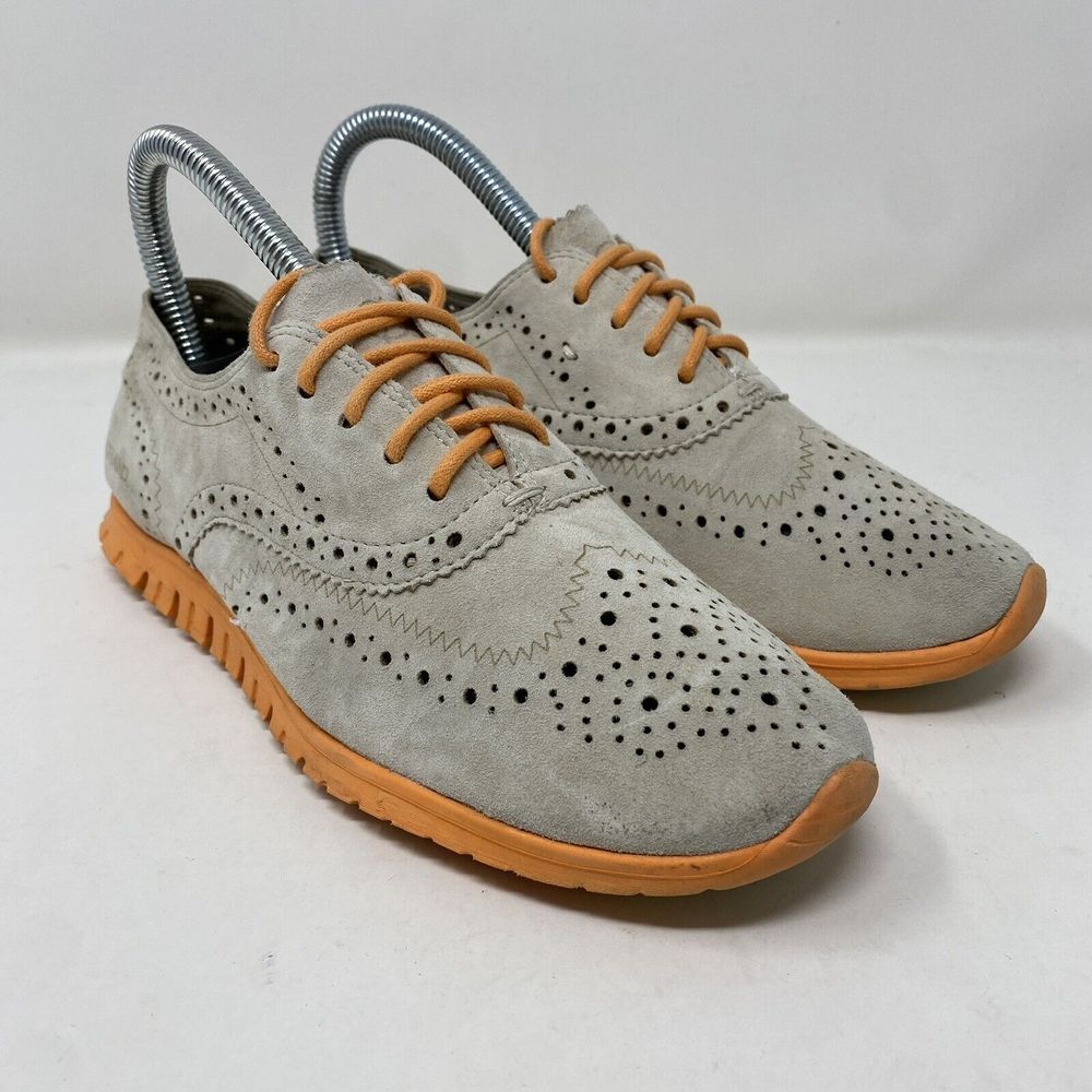 COLE HAAN Zerogrand Wingtip‎ Sneaker Women's Size 6 Gray Suede Peach Flats Shoes